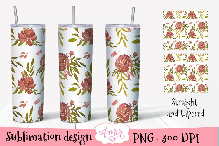 20 oz skinny tumbler floral sublimation design
