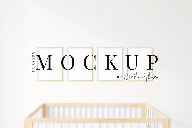 Neutral Nursery Wood Frame Mockup, Four Boho Frame Mockup