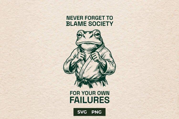 Sarcastic Martial Arts Frog Meme SVG Design Cut File example image 1