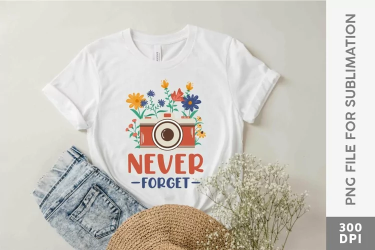 Vintage Camera with Sunflowers PNG , Never Forget