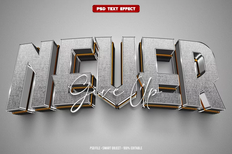 Never Give Up 3D editable text effect