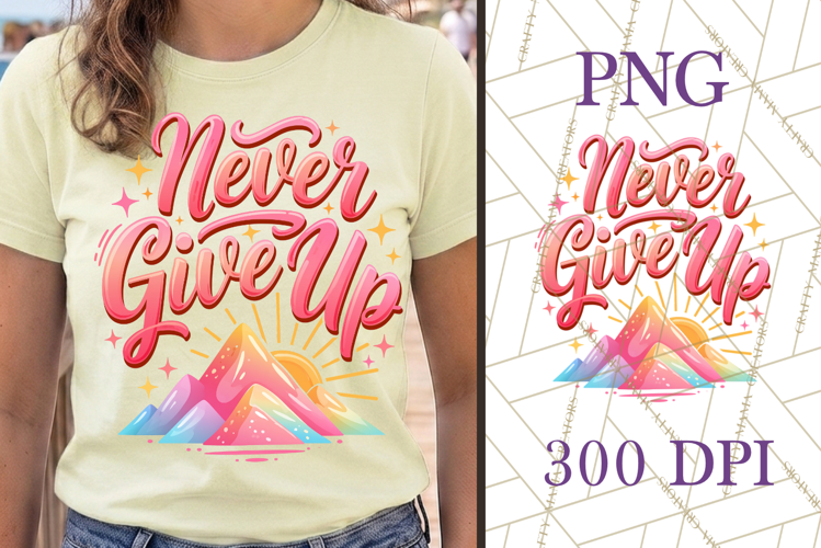 Never Give Up PNG Motivational Quote