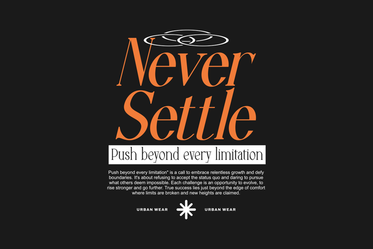 Never Settle Urban Typography T-shirt Design