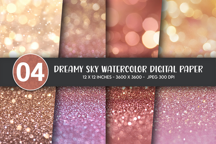 Dreamy Sky Watercolor Digital Paper