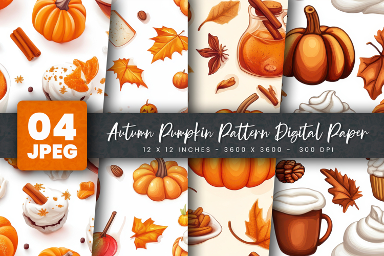 Autumn Pumpkin Pattern Digital Paper