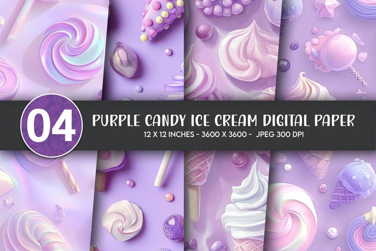Purple Candy Ice Cream Digital Paper