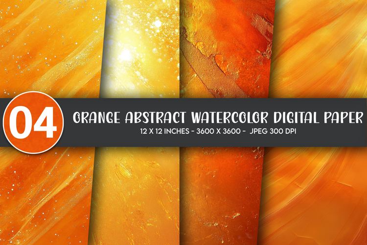 Orange Abstract Watercolor Digital Paper
