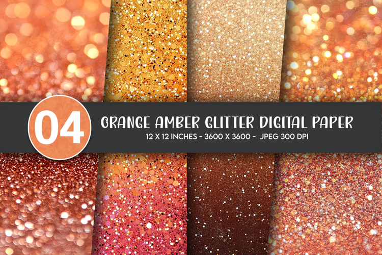 Orange Amber Glitter Digital Paper