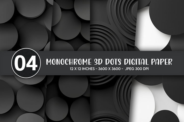 Monochrome 3D Dots Digital Paper