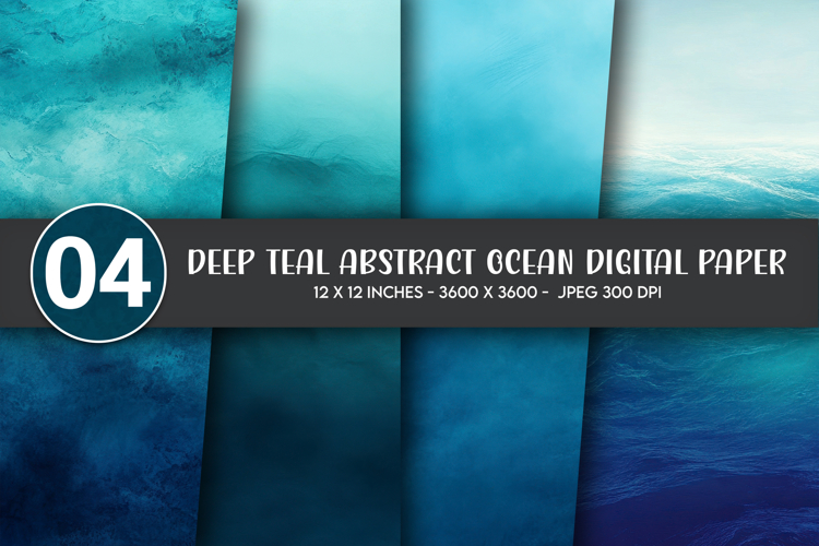 Deep Teal Abstract Ocean Digital Paper
