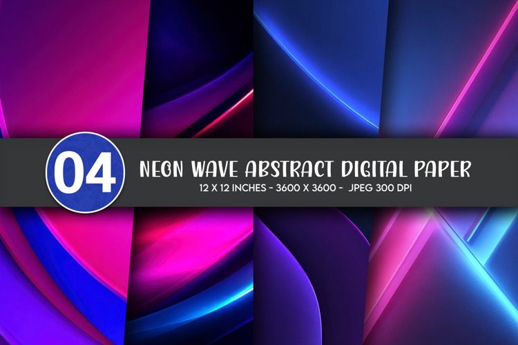Neon Wave Abstract Digital Paper