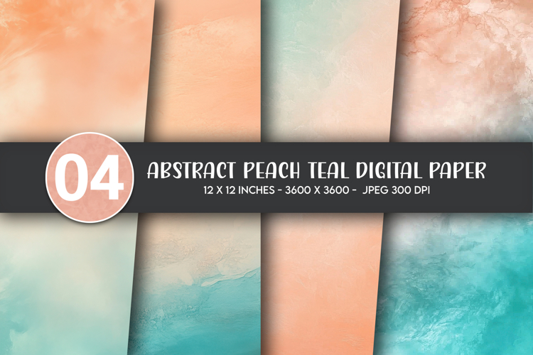 Abstract Peach Teal Digital Paper