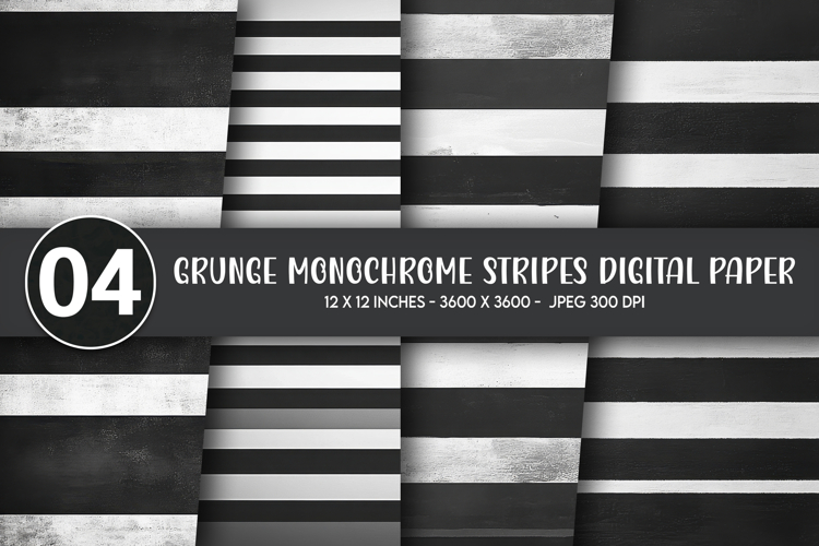 Grunge Monochrome Stripes Digital Paper