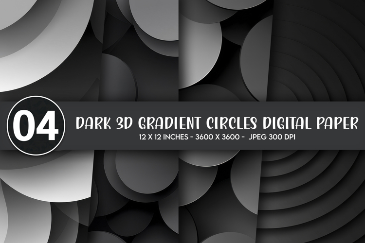 Dark 3D Gradient Circles Digital Paper