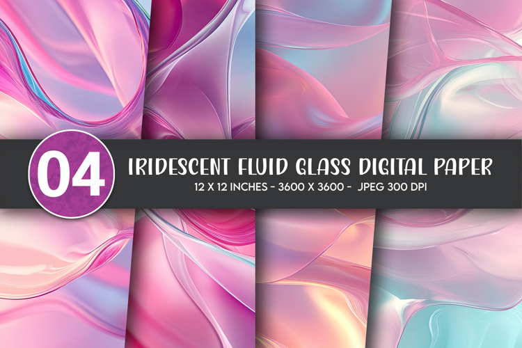 Iridescent Fluid Glass Digital Paper example image 1