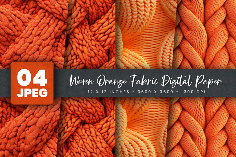 Woven Orange Fabric Digital Paper