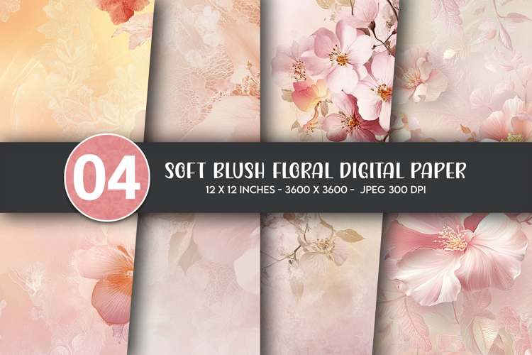 Soft Blush Floral Digital Paper