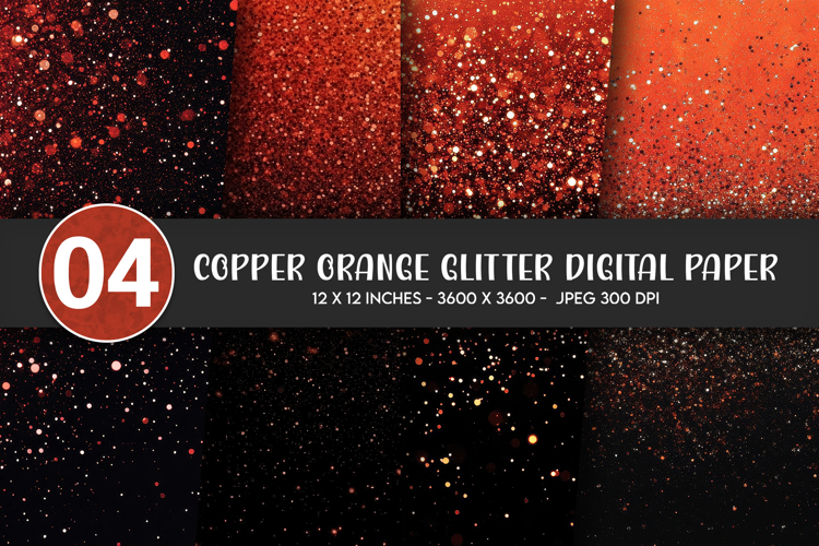 Copper Orange Glitter Digital Paper