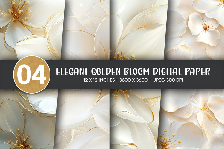Elegant Golden Bloom Digital Paper