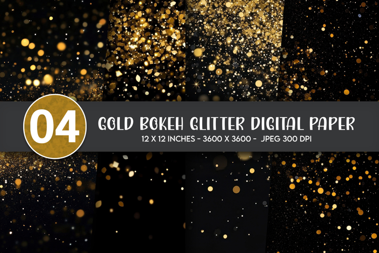 Gold Bokeh Glitter Digital Paper