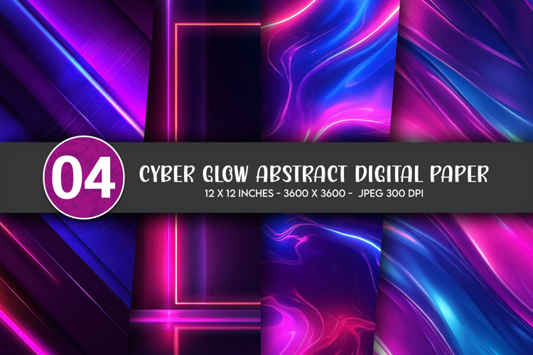 Cyber Glow Abstract Digital Paper