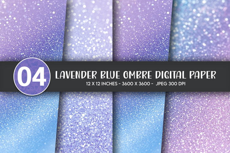 Lavender Blue Ombre Digital Paper