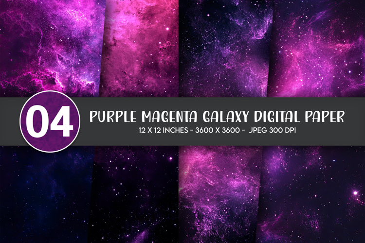 Purple Magenta Galaxy Digital Paper example image 1