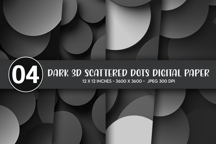 Dark 3D Scattered Dots Digital Paper