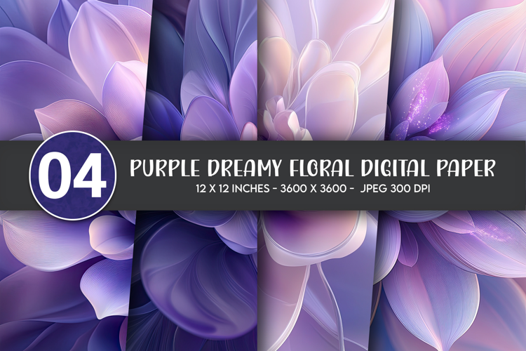 Purple Dreamy Floral Digital Paper