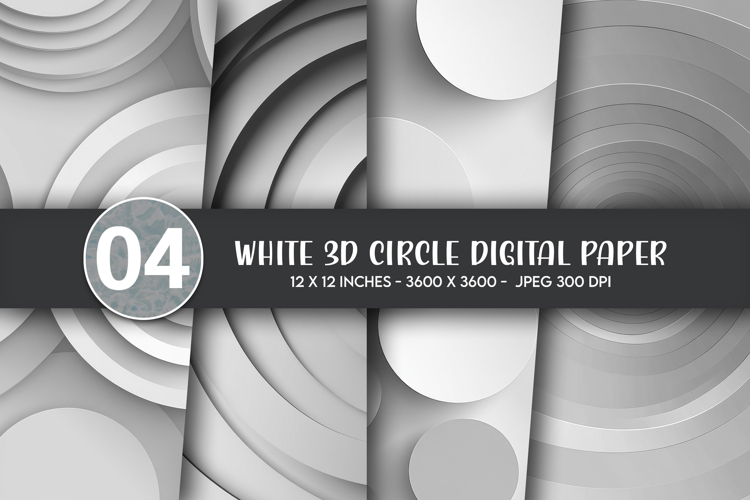 White 3D Circle Digital Paper
