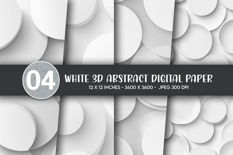 White 3D Abstract Digital Paper