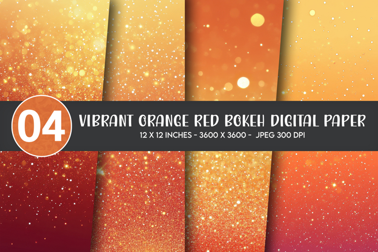 Vibrant Orange Red Bokeh Digital Paper example image 1