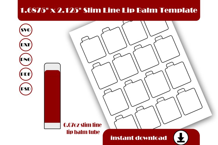 0.07 oz Lip Balm Tube Labels Template 8.5x11 Sheet printable