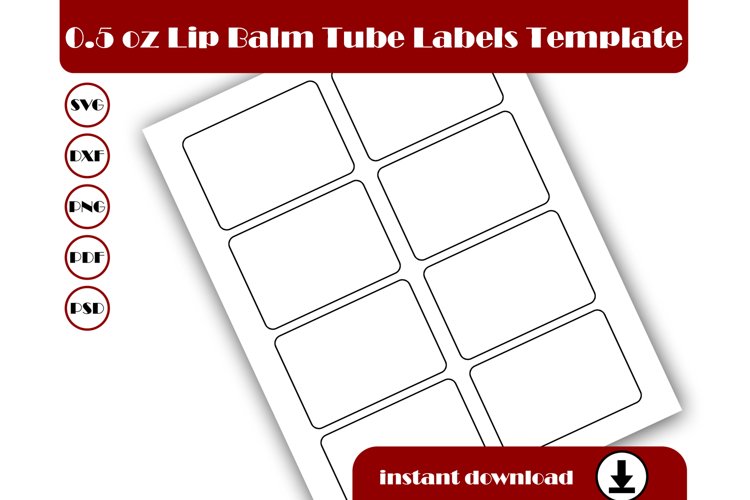 0.5 oz Lip Balm Tube Labels Template 8.5x11 Sheet printable