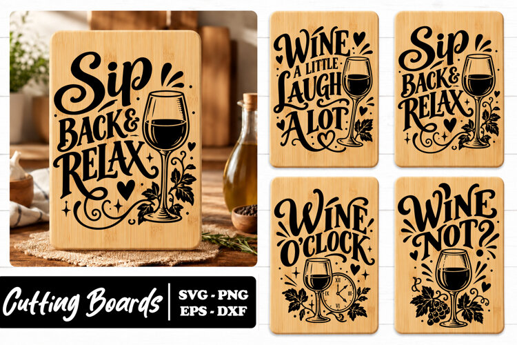 Wine Sip Back Relax Quotes SVG PNG example image 1