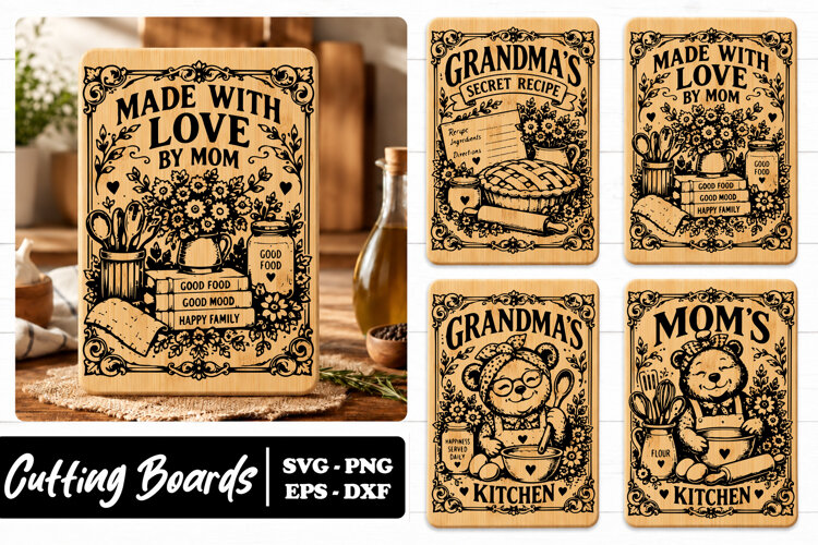 Grandma Mom Love Kitchen Board SVG PNG example image 1