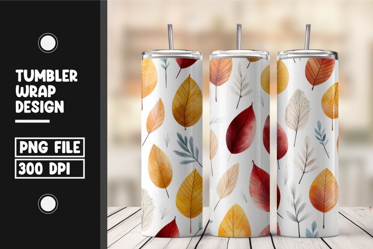 Fall autumn leaves tumbler wrap design