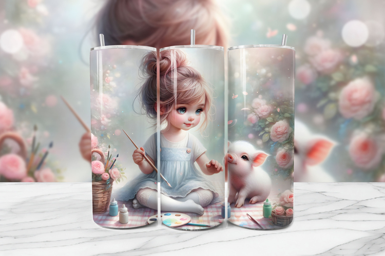 Little Artist Seamless Tumbler Wrap PNG