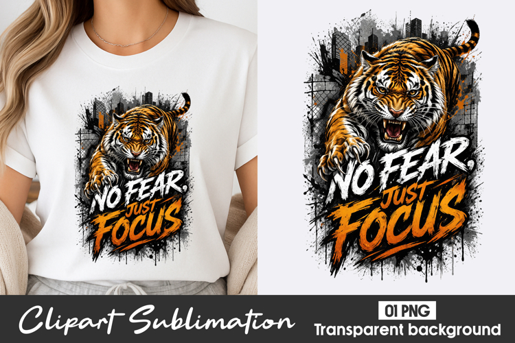No Fear Just Focus Tiger Clipart PNG