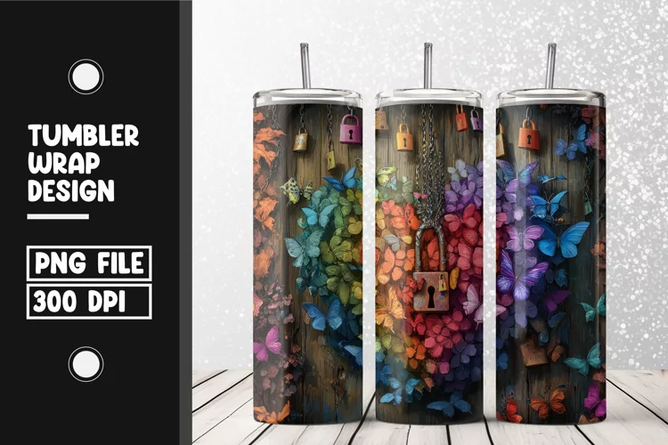 Butterfly heart Tumbler Wrap | Sublimation | 20 oz Skinny