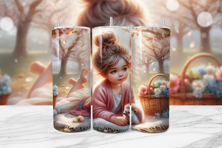 Spring Girl Seamless Tumbler Wrap PNG
