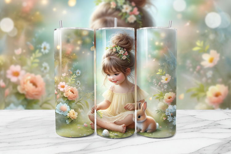 Spring Girl Seamless Tumbler Wrap PNG