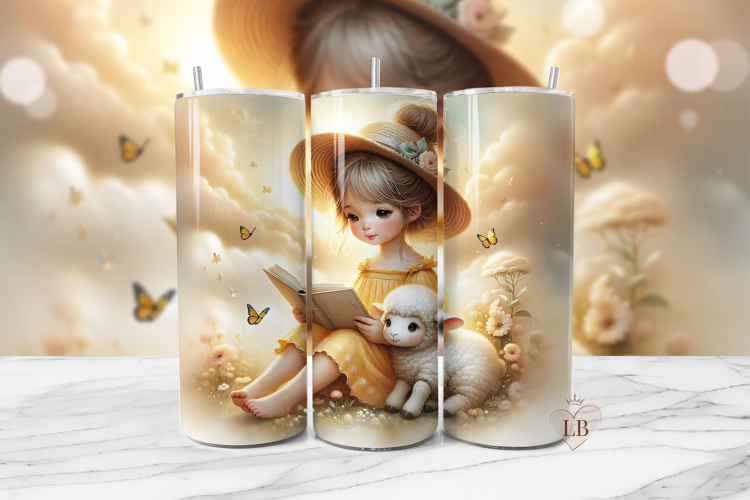 Golden Summer Lamb Tumbler Wrap PNG