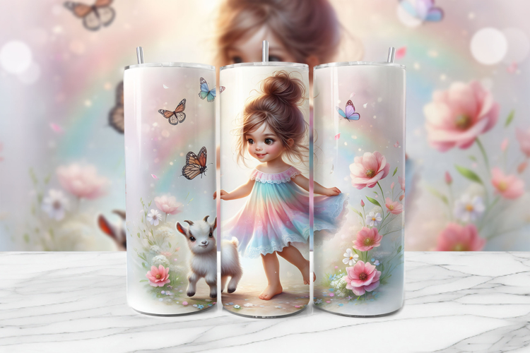 Rainbow Girl Seamless Tumbler Wrap PNG