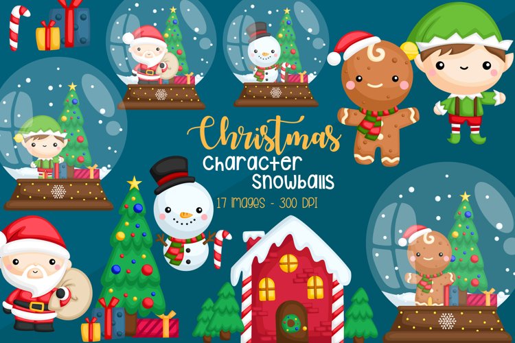 Christmas Character Clipart - Snow Globe Clip Art example image 1