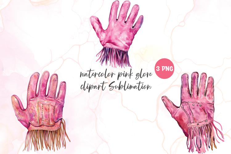 Watercolor pink glove clipart sublimation