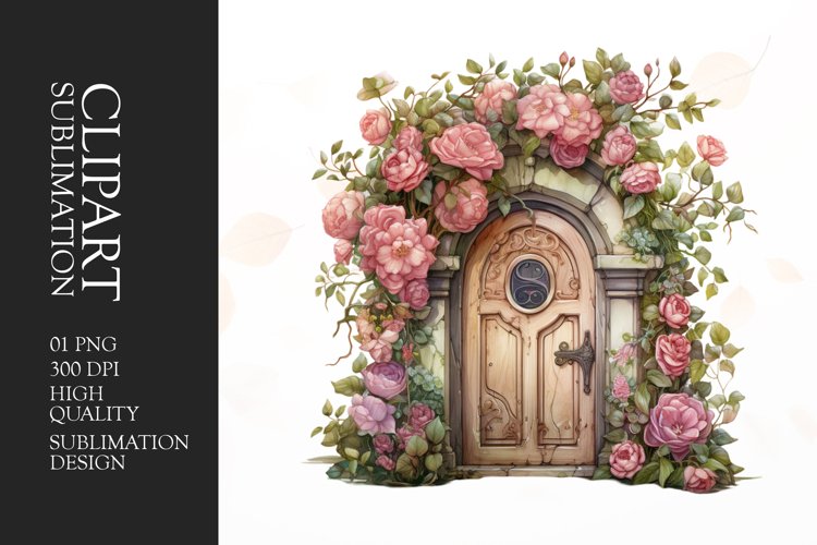 Watercolor Floral Door Clipart Sublimation