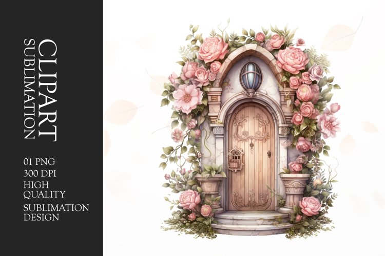 Watercolor Floral Door Clipart Sublimation