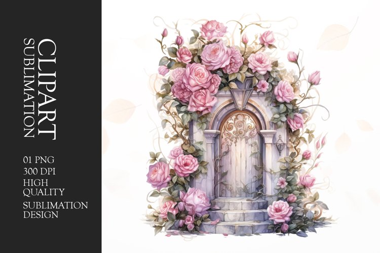 Watercolor Floral Door Clipart Sublimation