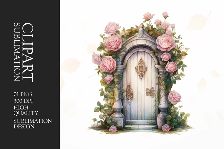 Watercolor Floral Door Clipart Sublimation